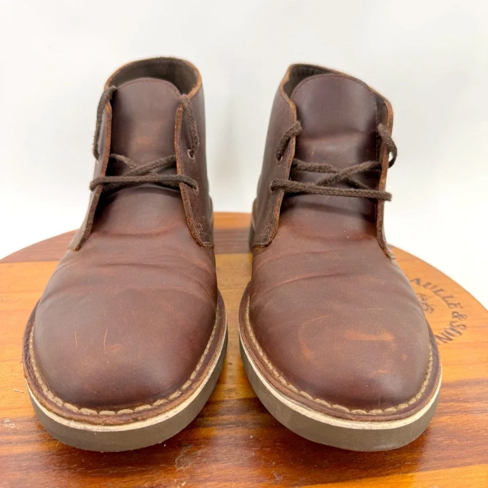 Clarks Bushacre 2 Boots Mens 9.5 Beeswax Brown Leather Chukka Desert Ankle Shoes